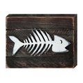 Designocracy Vintage Fish Skeleton Art on Board Wall Decor 9852818